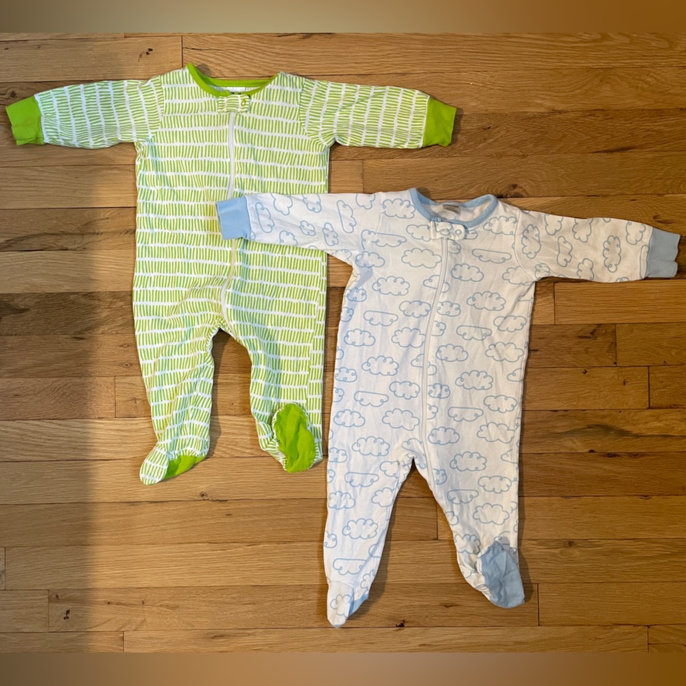 Baby pajamas, footies, baby boy, sleep and play, 6-9 months, 100% cotton